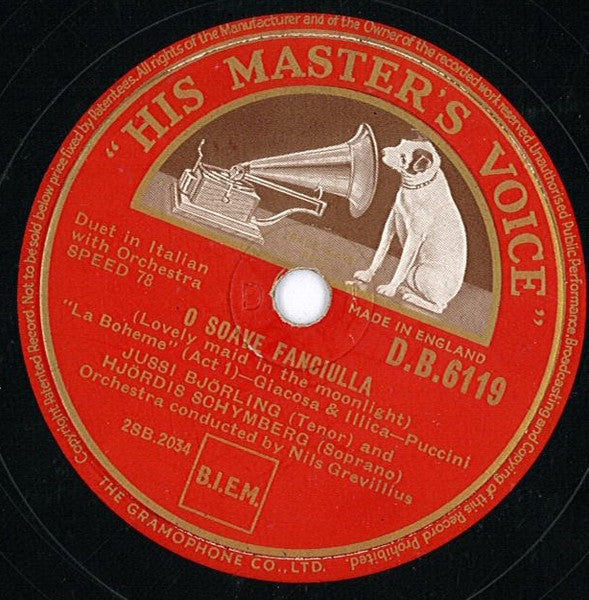 Jussi Björling : O Soave Fanciulla / E Il Sol Dell'Anima (Shellac, 12", RP, DT)