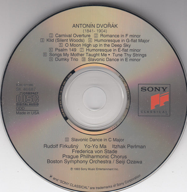 Antonín Dvořák, Rudolf Firkušný, Yo-Yo Ma, Itzhak Perlman, Frederica von Stade, Boston Symphony Orchestra, Seiji Ozawa : Dvořák In Prague (A Celebration) (CD, Album)
