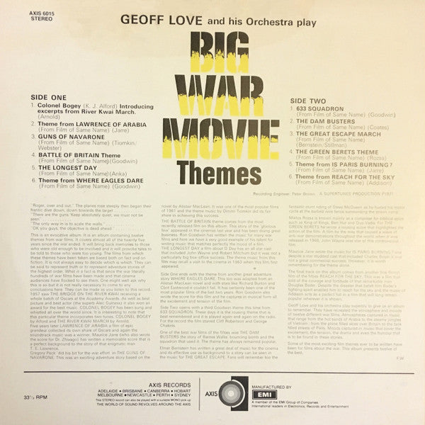 Geoff Love And His Orchestra* : Big War Movie Themes (LP, Album)
