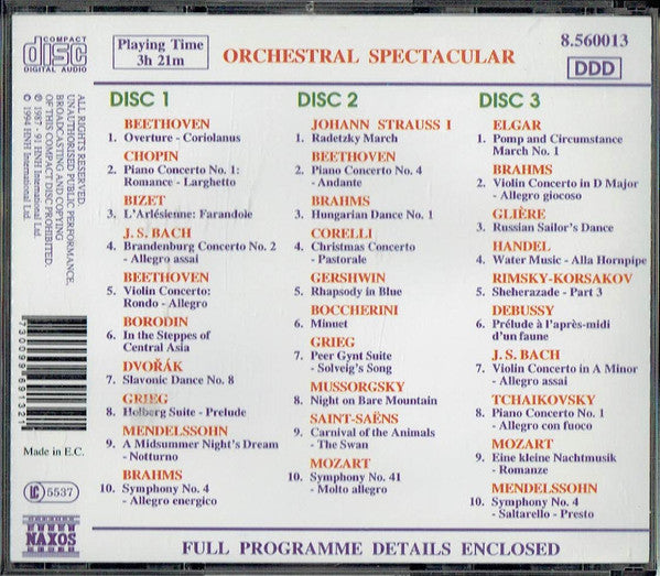 Various : The Naxos Collection (Orchestral Spectacular) (3xCD, Comp, RE, RP)