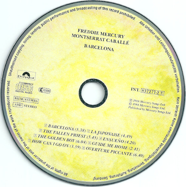 Freddie Mercury & Montserrat Caballé : Barcelona (CD, Album)