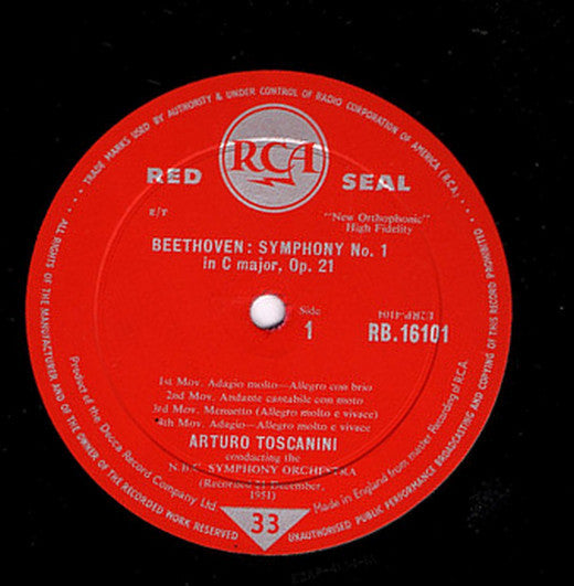 Ludwig van Beethoven - Arturo Toscanini, NBC Symphony Orchestra : Symphonies No.1 & No. 2 (LP, Album, Mono)