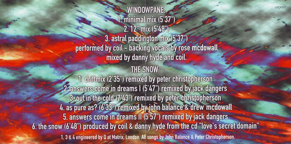 Coil : Windowpane & The Snow (CD, Comp)