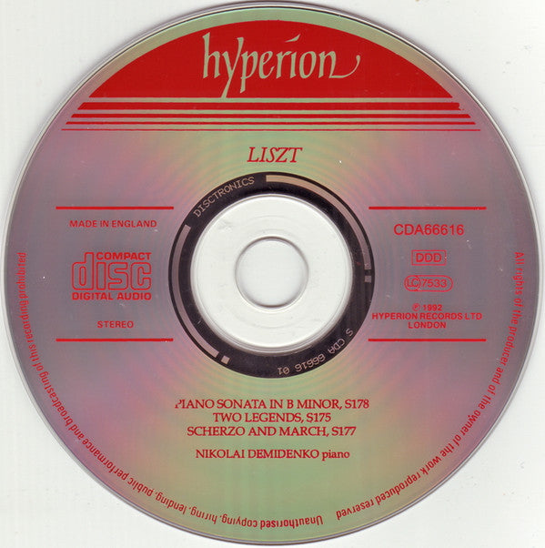 Nikolai Demidenko Plays Franz Liszt : Sonata • Two Legends • Scherzo And March (CD)