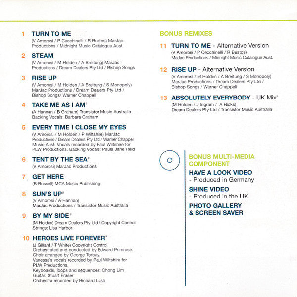 Vanessa Amorosi : Turn To Me (CD, Comp, Enh)