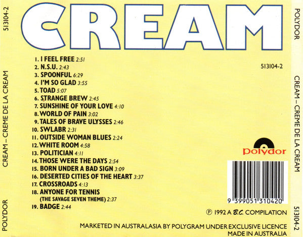 Cream (2) : Creme De La Cream (CD, Comp)