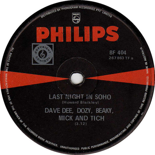 Dave Dee, Dozy, Beaky, Mick & Tich : Last Night In Soho / Mrs. Thursday (7", Single, M/Print)