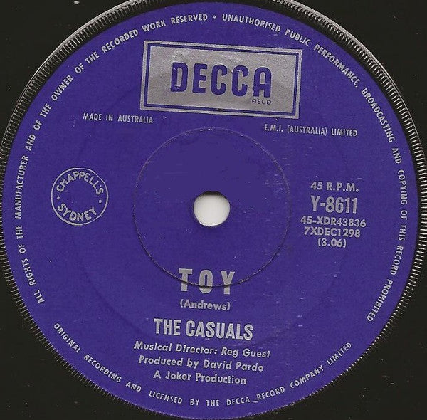 The Casuals : Toy / Touched (7", Single)