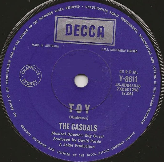 The Casuals : Toy / Touched (7", Single)