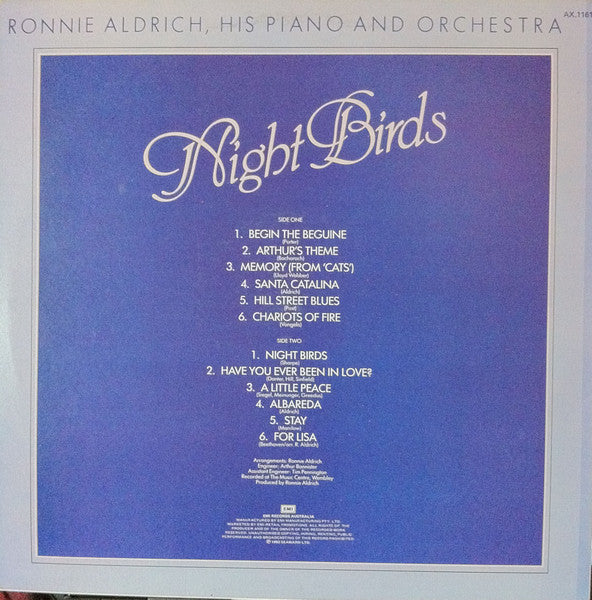 Ronnie Aldrich, His Piano And Orchestra* : Night Birds (LP)