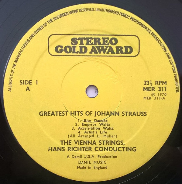 Hans Richter (10) Conducting Wiener Streichorchester : Greatest Hits Of Johann Strauss (LP, Eng)