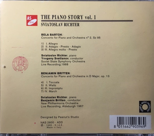 Sviatoslav Richter : The Piano Story Vol. 1 (CD, RE, RM)