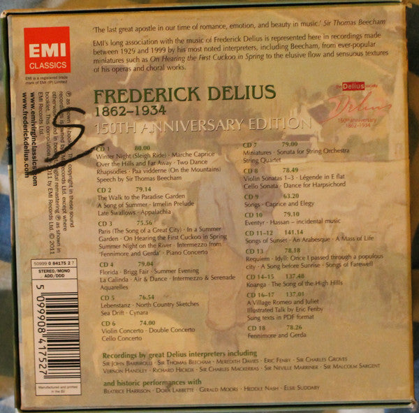 Frederick Delius : 150th Anniversary Edition (Box, Comp + 18xCD, Mono, RM)