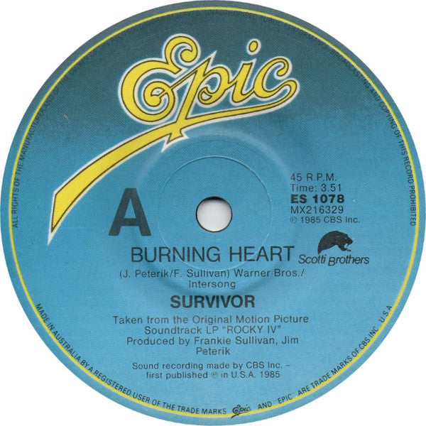 Survivor : Burning Heart (7")