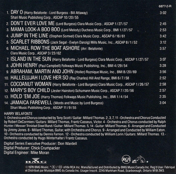 Harry Belafonte : All Time Greatest Hits Vol. I (CD, Comp, RM, Cin)