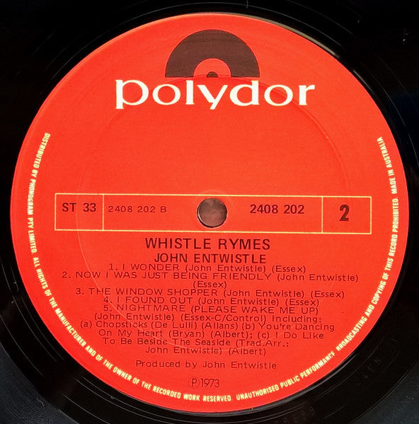 John Entwistle : Whistle Rymes (LP, Album, Gat)
