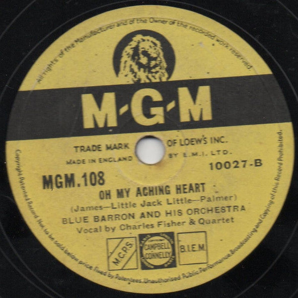 Blue Barron And His Orchestra : Chi-Baba Chi-Baba (My Bambino Go To Sleep) / Oh My Aching Heart (Shellac, 10")