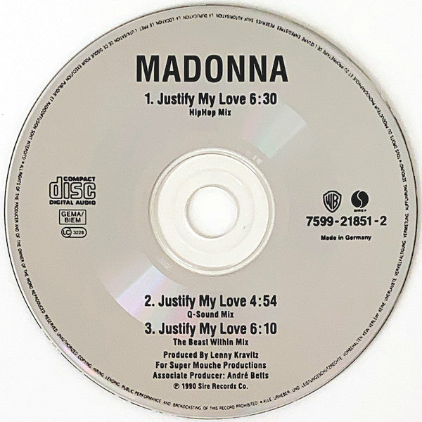 Madonna : Justify My Love (CD, Maxi)