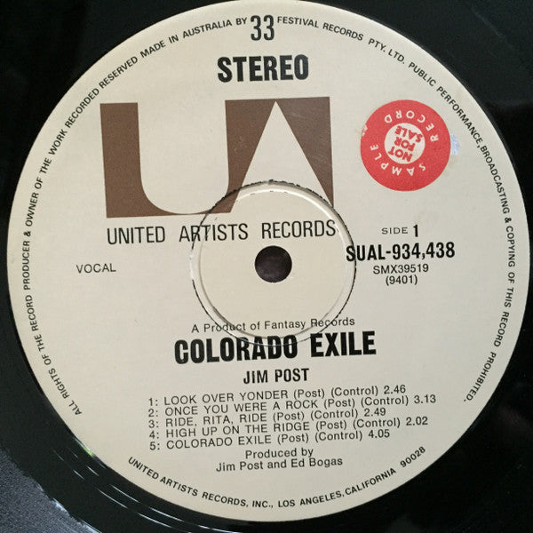 Jim Post : Colorado Exile (LP, Album, Smplr, Gat)