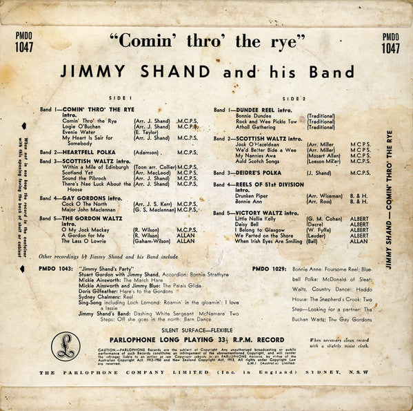 Jimmy Shand And His Band : Comin' Thro' The Rye (10")