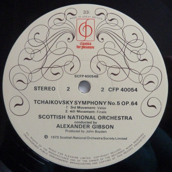 Pyotr Ilyich Tchaikovsky : Symphony No 5 in E Minor Op.64, Scottish National Orchestra, conducted by Alexander Gibson (LP, Album)