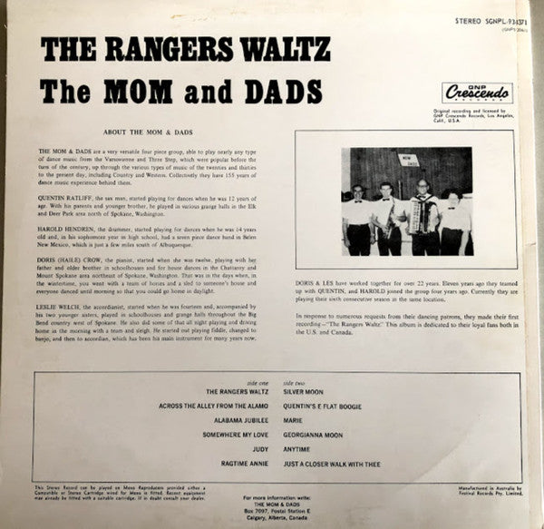 The Mom And Dads : The Rangers Waltz (LP, Album)