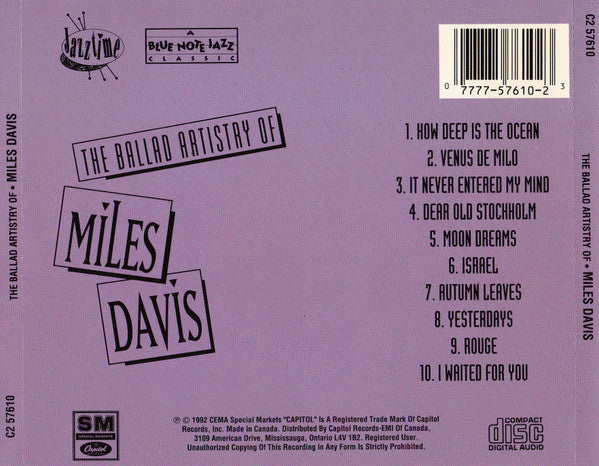 Miles Davis : The Ballad Artistry Of Miles Davis (CD, Comp)