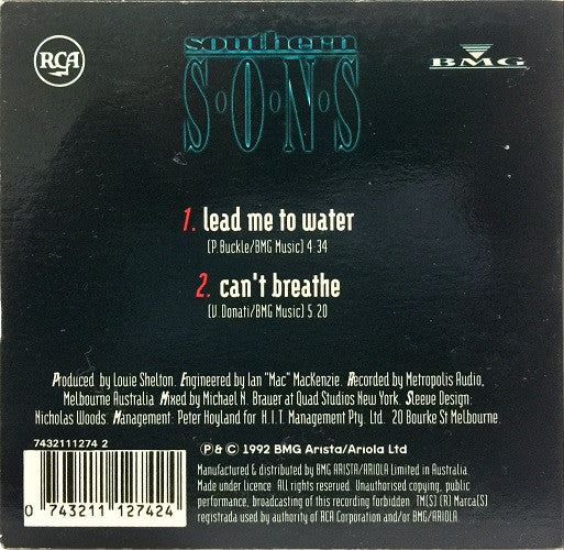Southern Sons (2) : Lead Me To Water (CD, Single)