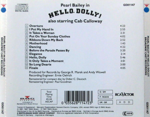 David Merrick (2) Presents Pearl Bailey : Hello, Dolly! - The New Broadway Cast Recording (CD)
