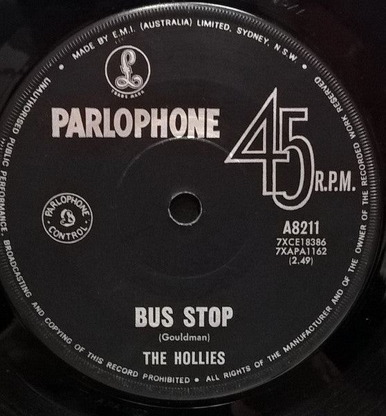 The Hollies : Bus Stop / Don't Run And Hide (7", Single)