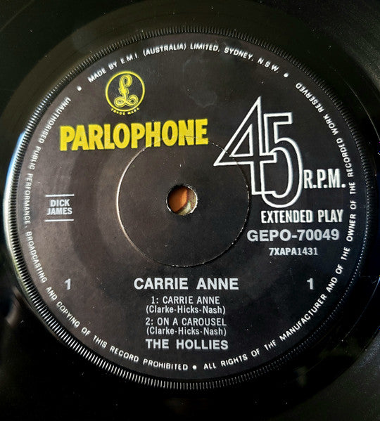 The Hollies : Carrie Anne (7", EP)