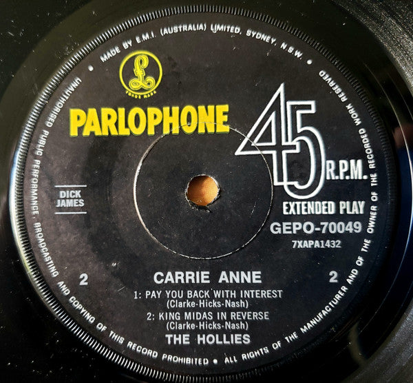 The Hollies : Carrie Anne (7", EP)