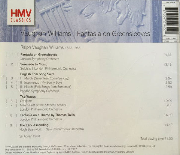 Vaughan Williams*, Sir Adrian Boult : Fantasia on Greensleeves / Serenade To Music / The Lark Ascending / English Folk Song Suite (CD, Comp)
