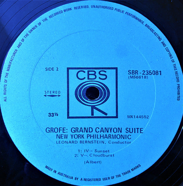 Ferde Grofé, Leonard Bernstein, New York Philharmonic : Grand Canyon Suite (LP, Album, Blu)