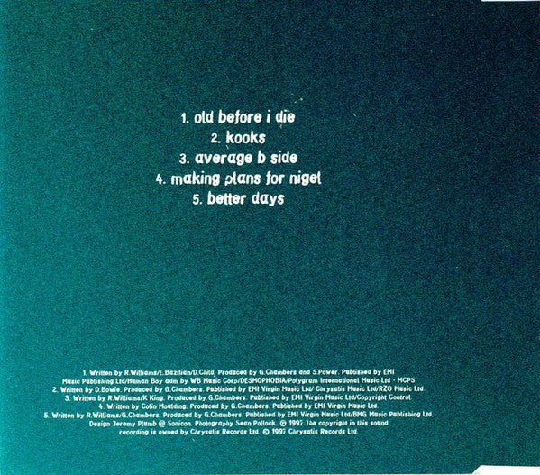 Robbie Williams : Old Before I Die (CD, Single)