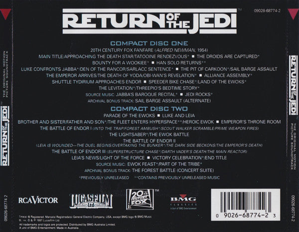 John Williams (4) : Return Of The Jedi (The Original Motion Picture Soundtrack) (2xCD, Album, RE, RM)