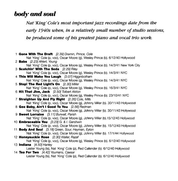 Nat King Cole : Body And Soul (CD, Comp, RM)