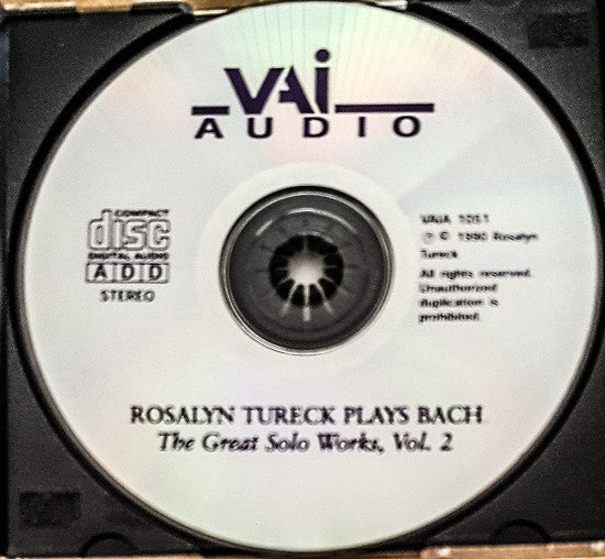 Rosalyn Tureck Plays Bach* : The Great Solo Works Vol. 2 (CD, Album, RE)