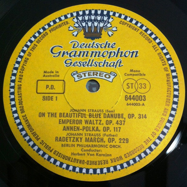 Herbert von Karajan : The Blue Danube - Waltzes - Polkas - Other Works By J. & J. Strauss (LP, Album)