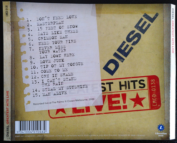 Diesel (3) : Greatest Hits Live (CD, Album)