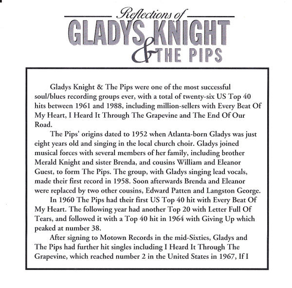Gladys Knight And The Pips : Reflections Of Gladys Knight & The Pips (CD, Comp)