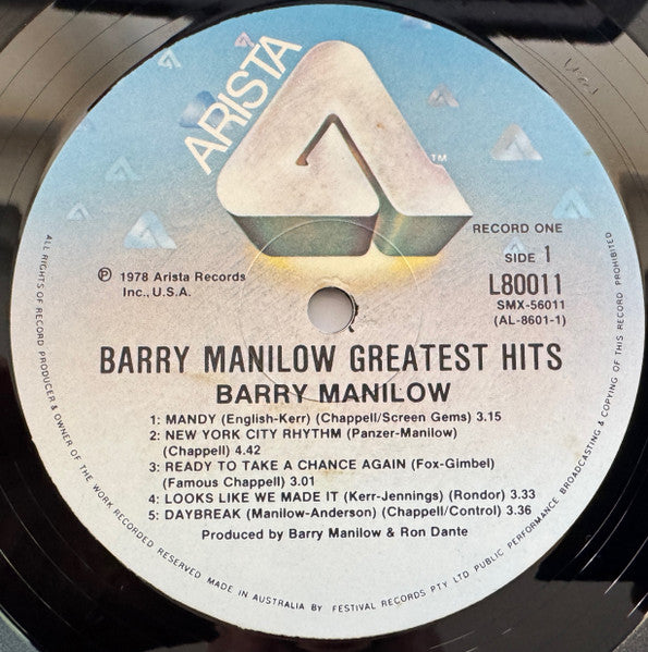 Barry Manilow : Greatest Hits (2xLP, Comp, RE)