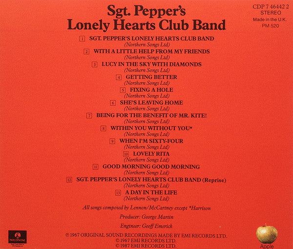 The Beatles : Sgt. Pepper's Lonely Hearts Club Band (CD, Album, RE)