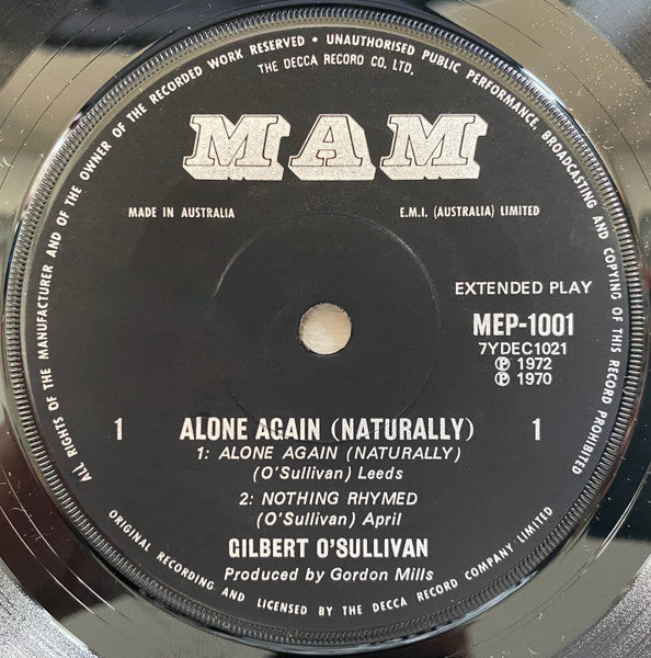 Gilbert O'Sullivan : Alone Again (Naturally) (7", EP)