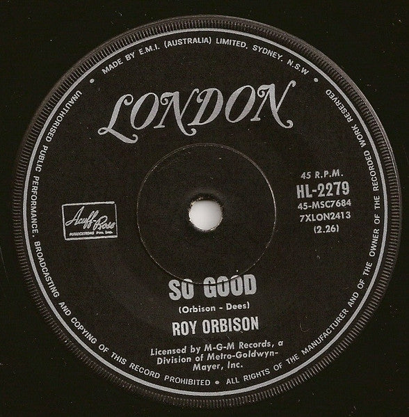 Roy Orbison : So Good (7", Single)