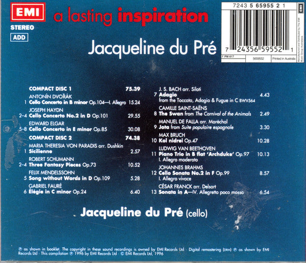 Jacqueline Du Pré : A Lasting Inspiration (2xCD, Comp, RE, RM)