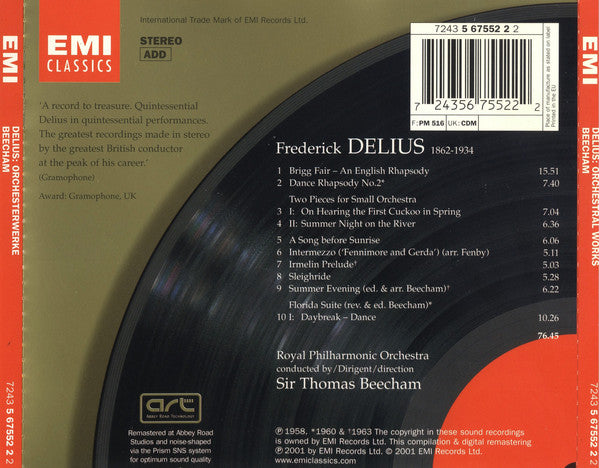 Delius* - Sir Thomas Beecham, Royal Philharmonic Orchestra : Orchestral Works (CD, Comp, RM)