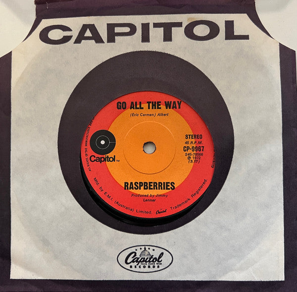 Raspberries : Go All The Way  (7", Single)