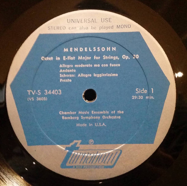 Mendelssohn* - Chamber Music Ensemble Of The Bamberg Symphony*, Collegium Con Basso : Octet In E-Flat Major, Op.20 / Sextet In D Major, Op.110 (LP)