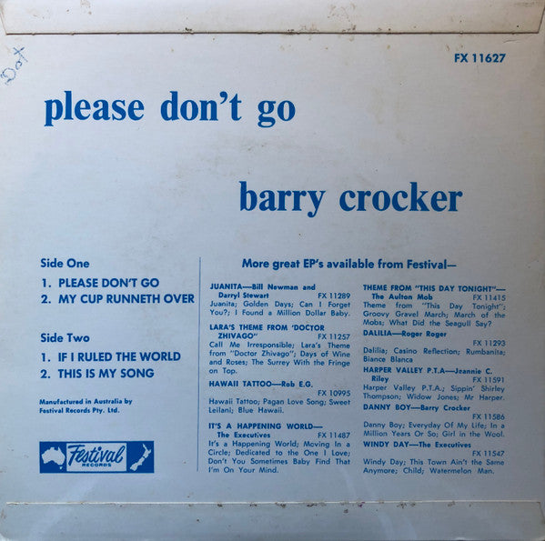 Barry Crocker : Please Don't Go (7", EP)